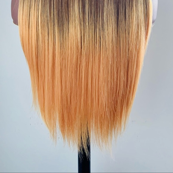 Long Straight 28” Ombre Brown Coral Premium Fiber Lace Front Wig - Picture 15 of 15